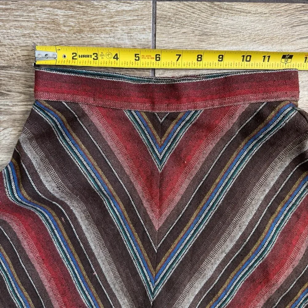 Vintage Juniors Brown Chevron Stripe A-Line Skirt Academia Union Made